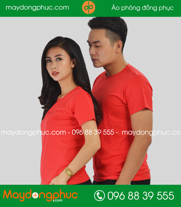 Áo phông cổ tròn đồng phục màu Đỏ